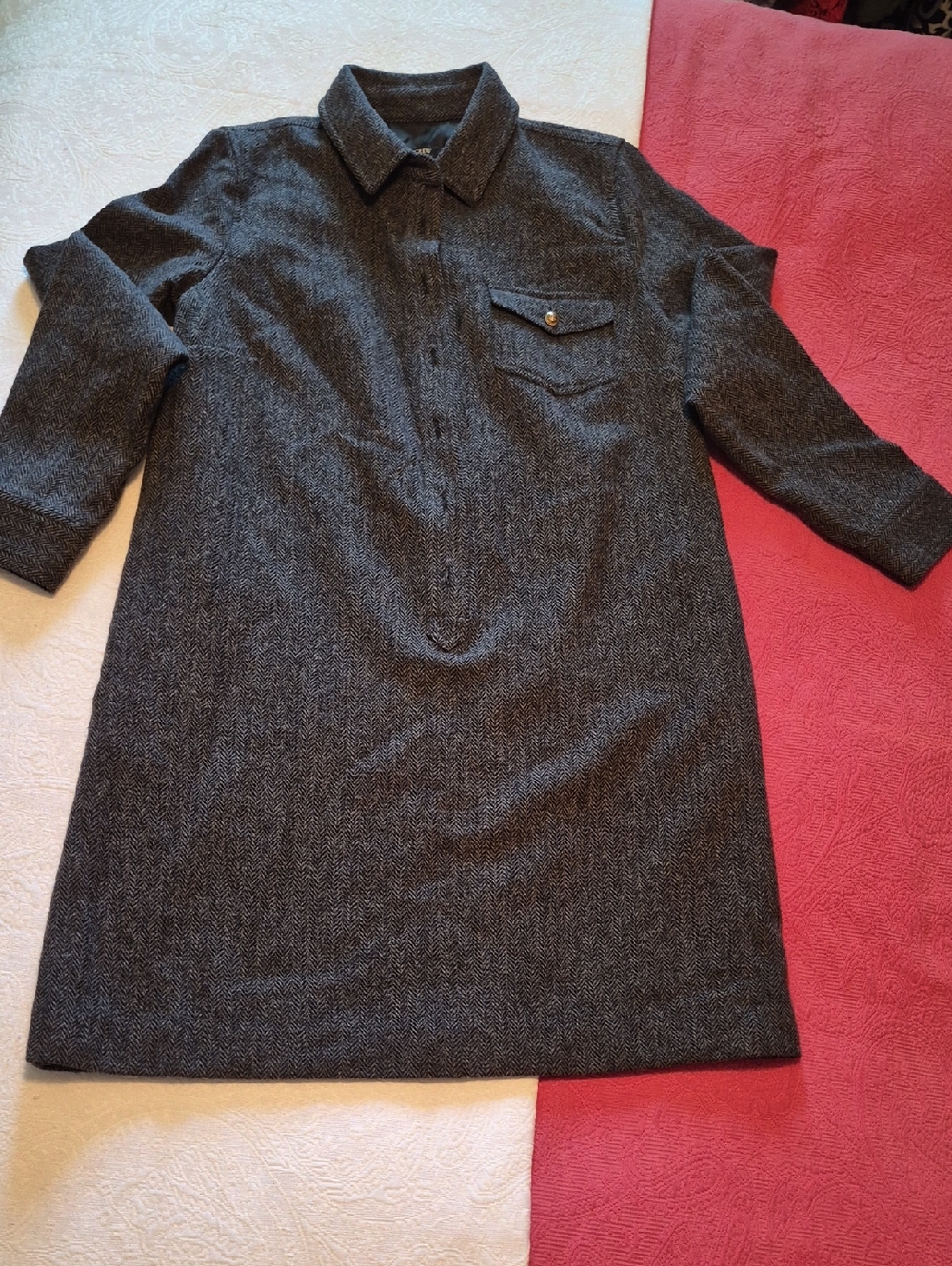 J. Crew Charcoal Herringbone Wool Mini Dress